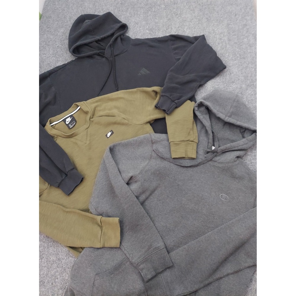Lot 3 NIKE ADIDAS CHAMPION Hoodie Sweatshirt Mens Small Gym Workout Athletic